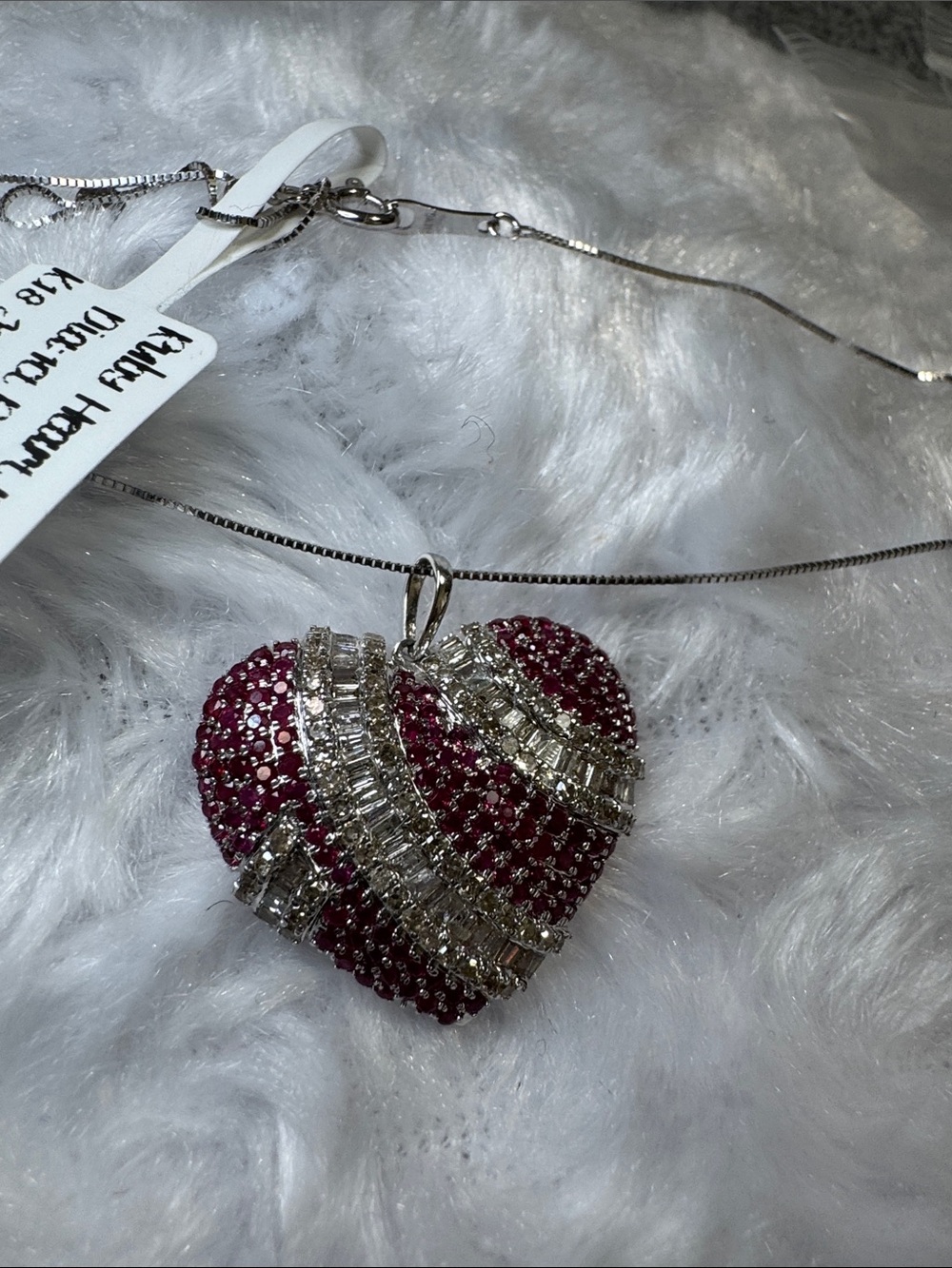 Ruby and diamond heart necklace